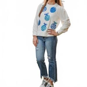 NEW MARY SQUARE kelly crewneck sweatshirt in blue ornaments